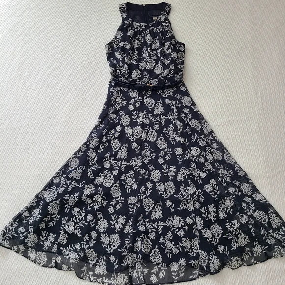 Tommy Hilfiger Floral Printed Belted Halter Midi Dress Size 4 - Picture 3 of 16